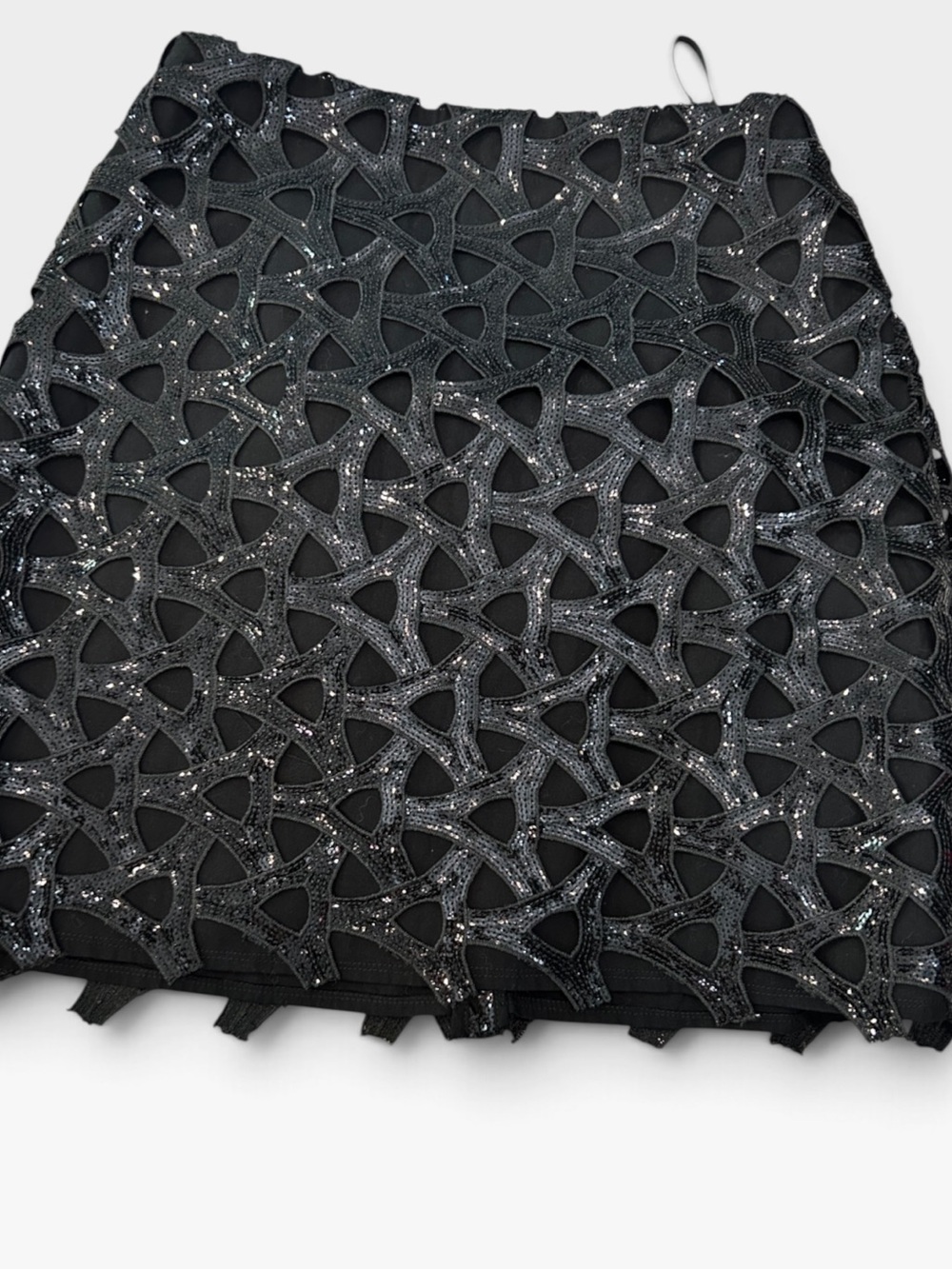 Aje Black Geometric cut out Sequin Mini Skirt size 8